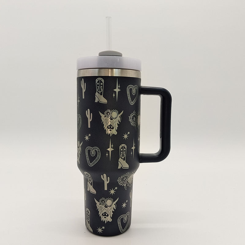 Wholesale Tumbler Ice Bullies Cup  Western Style Laser West Highland Cow Thermos Cup Straw Cup 40OZ Car Cup Ice Cup